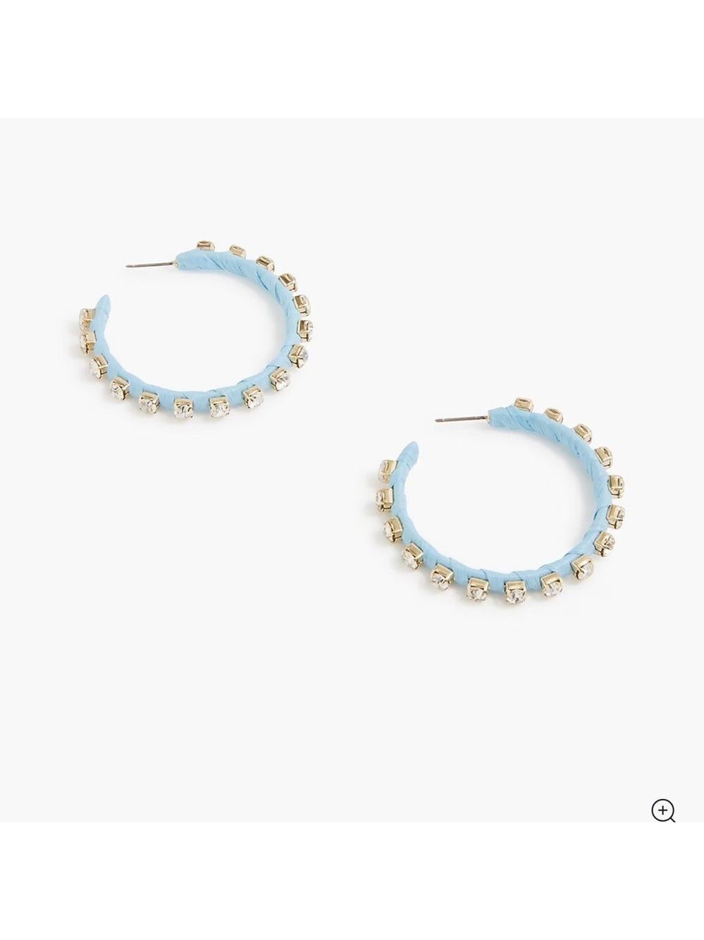 J.Crew-Woven rhinestone wrapped hoop earrings-blue-NWT
